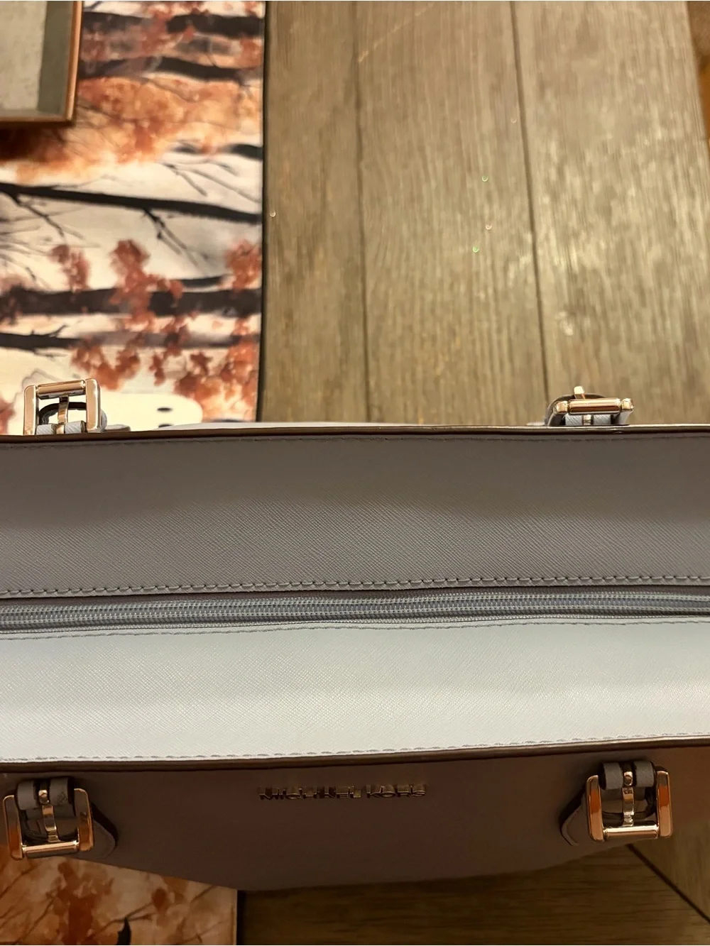 MICHAEL KORS Light Blue Leather Tote Bag
